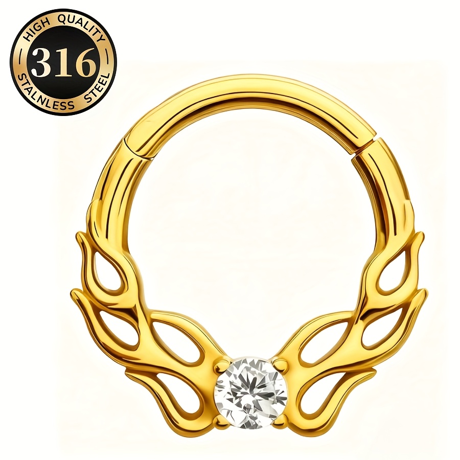 316L Stainless Steel Vine CZ Septum Nose Ring, Unisex